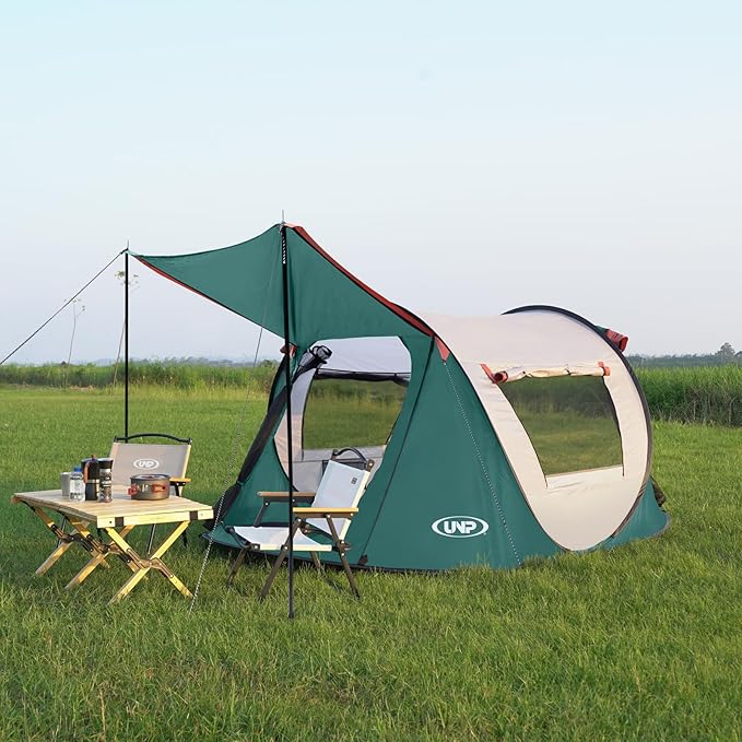 Pop-up Tent, 3 Person Camping Tent, Instant Portable Beach Tent, Easy Pop Up Shade Tents 2 Doors for Camping Hiking & Traveling with Carrying Bag