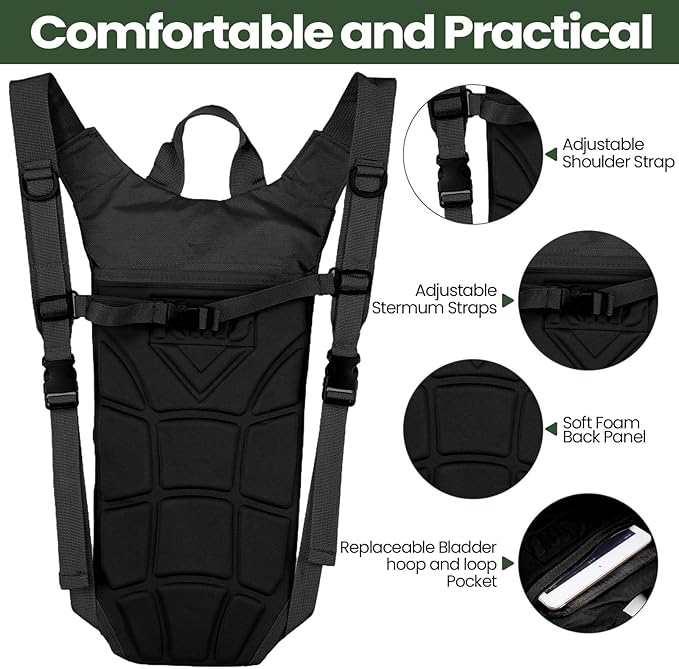 Liliful 4 Pcs Hydration Pack Backpack with 3 Liter Water Bladder Tactical Hiking Water Backpack with Hydration Bladder Military Daypack for Hiking Cycling Climbing