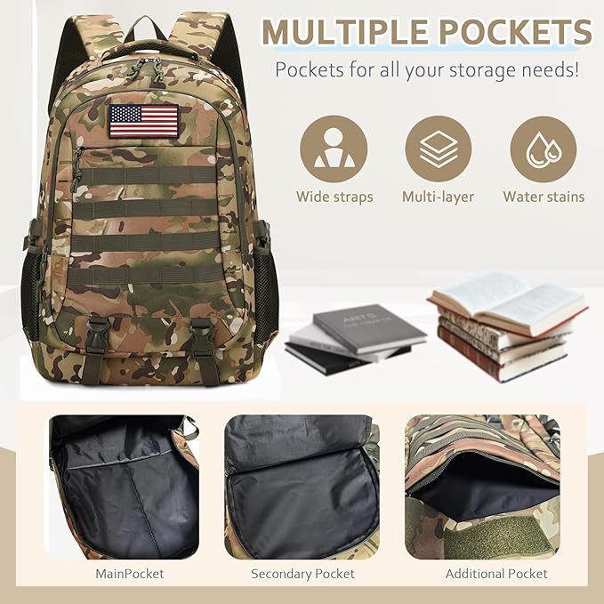 Camo Backpack for Boys backpack for 19'' Students Bookbag for Boy Bookbag and Lunch Box Pencil Case 3 in 1 Set School Bags Children Kids Teens Elementary Middle High School Outdoor Camping