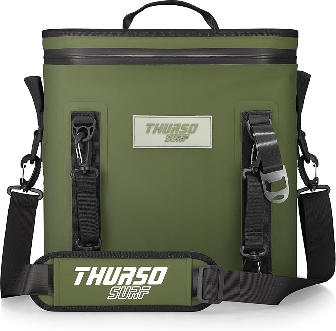 THURSO SURF Soft Cooler 24 Can Portable Ice Cooler Bag — 48 hr Insulation Leakproof & Airtight Waterproof Zipper Floating Beach Cooler for Travel Camping Kayak Paddleboard