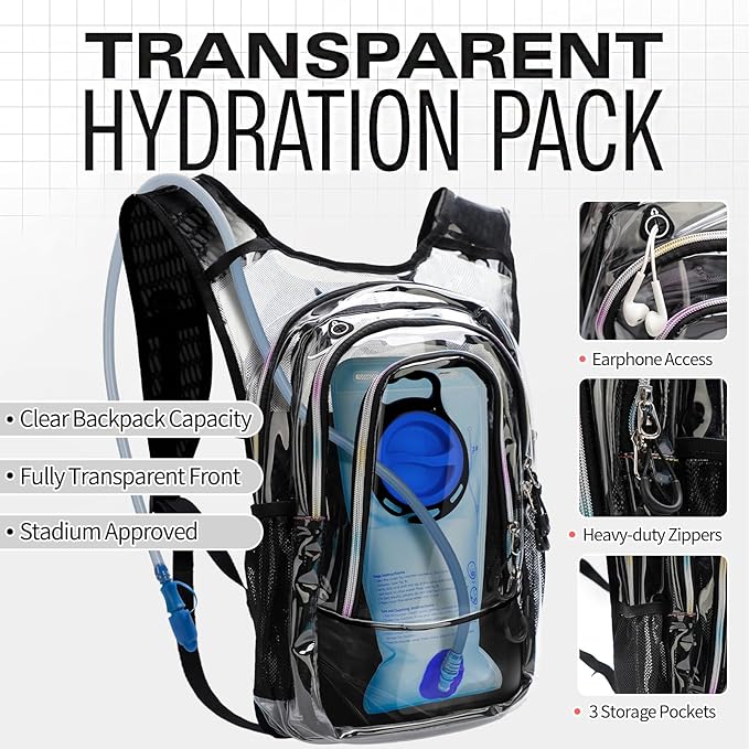 Hydration Backpack, Festival Rave Hydration Pack, Water Backpack with 2L Hydration Bladder, Rave Backpack Hydration Pack Hydropack Hydro for Hiking, Biking, Festivals, Raves