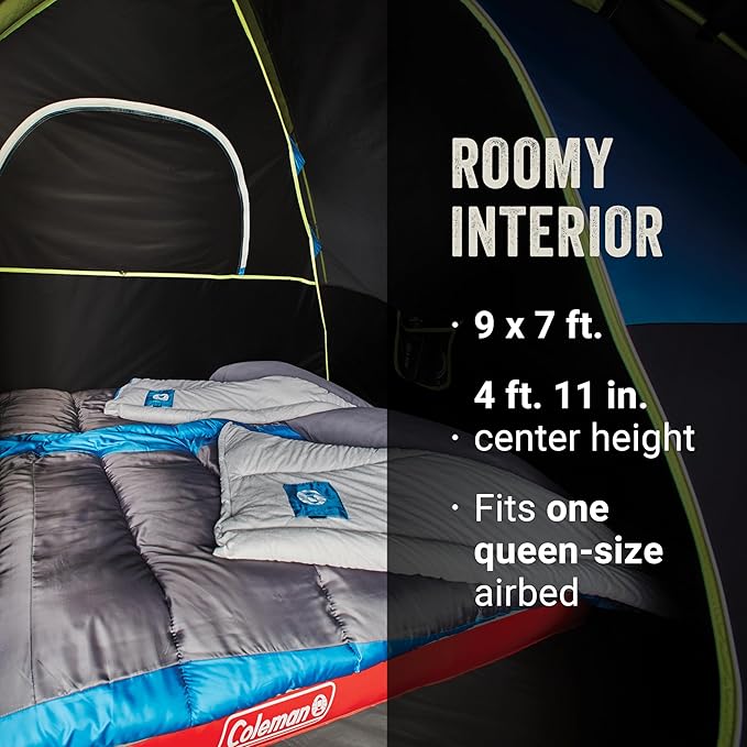 Coleman Sundome Dark Room 4/6 Person Tent, Blocks 90% of Sunlight to Keep Inside Cool, Weatherproof Tent with Rainfly Sets Up in Minutes