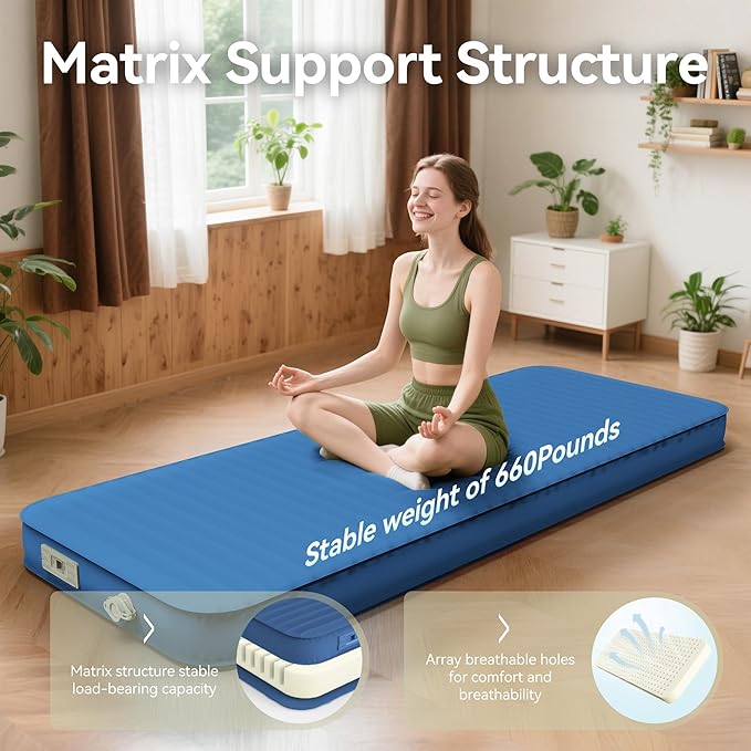 Sleeping Pad for Camping, Self Inflating 4" Ultra-Thick Memory Foam Camping Mat with Built-in Electric Pump, 9.5 R-Value Insulated Air Mattress Sleeping Pads for Car Travel Tent Cot