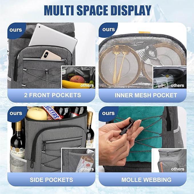 Backpack Cooler Insulated Leak Proof for Men Women 36 Cans Soft Cooler Backpack Insulated Waterproof Large Capacity Coolers Bag Portable for Lunch Camping Travel Picnic Hiking