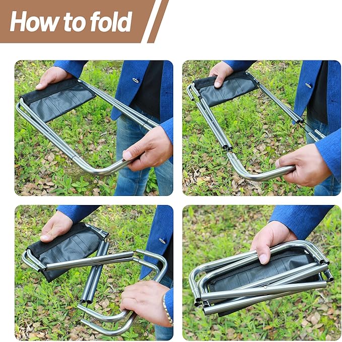 Portable Camping Folding Stool Chair, Small Lightweight Camp Stool Chair Collapsible for Fishing Hiking Outdoor Beach Backpack Photographer Picnic 9.86"x 8.66"x10.63"