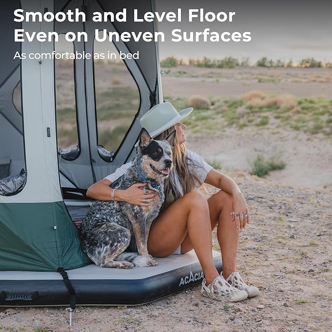 ACACIA Air Floor 2-3 Person for Space Camping System, 4-Layer, 6-Inch-Thick Inflatable Floor for Floating Tent, Waterproof Moistureproof Camping Base with Removable Carpet, Repair Patch, Carry Bag