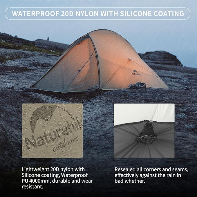 Naturehike Cloud Up 1 Person Tent, Lightweight Backpacking Tents for One Man, Waterproof Ultralight One Person Tent for Camping Hiking Backpacking