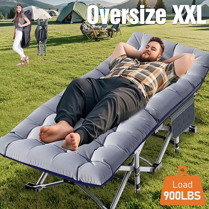 ABORON Camping Cot for Adults, Folding Sleeping Cot with Mattress, 500 lb Capacity Heavy Duty Outdoor Folding Sleeping Bed, Portable Cot Bed for Camping, Indoor Guest Use, Home & Travel