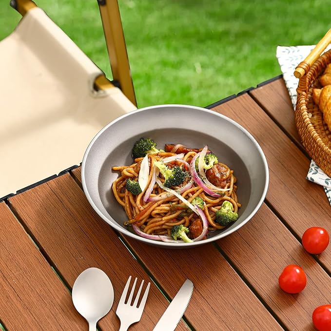 Pure Titanium Camping Bowl Large 7.2 inch Backpacking Ultralight Cookware Outdoor Hiking Kitchen