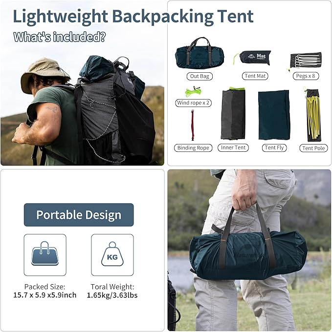 Naturehike Backpacking Tent for 1 Person Camping Hiking Lightweight Waterproof one Person Tent with Footprint