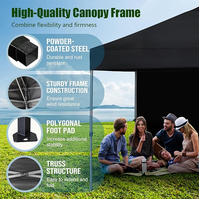 Eurmax USA NOMATTER ONE-Person Open&Close 10x10ft Pop Up Canopy Tent，Portable Shelter Canopy for Outdoor Events，Instant Canopies, Temporary Sunshade,Bonus 4 Sand Bags(Khaki)