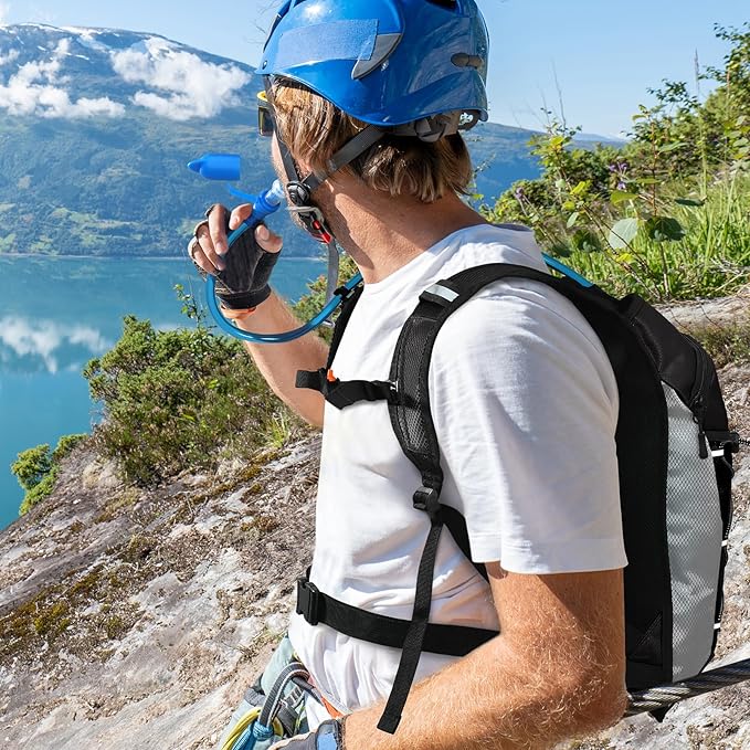 Nepest Hydration Backpack with 2L Water Bladder for Cycling, Water Backpack for Hiking Running, Lightweight Hydration Pack , Grey
