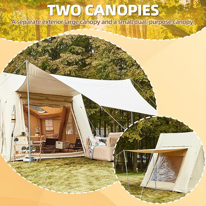 EROMMY 4/6/8/12 Person Inflatable Tent with Skylight, 4 Season Blow Up Tents with Hand Pump for Outdoor Camping & Hiking, Easy Set-up Windproof Sunproof Waterproof
