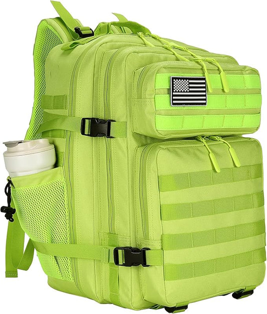25L/45L Tactical Backpack Military Tactical Backpack Heavy Duty Molle Assault Pack for Work Gym Outdoors (1.0 25L-bright green, Small)