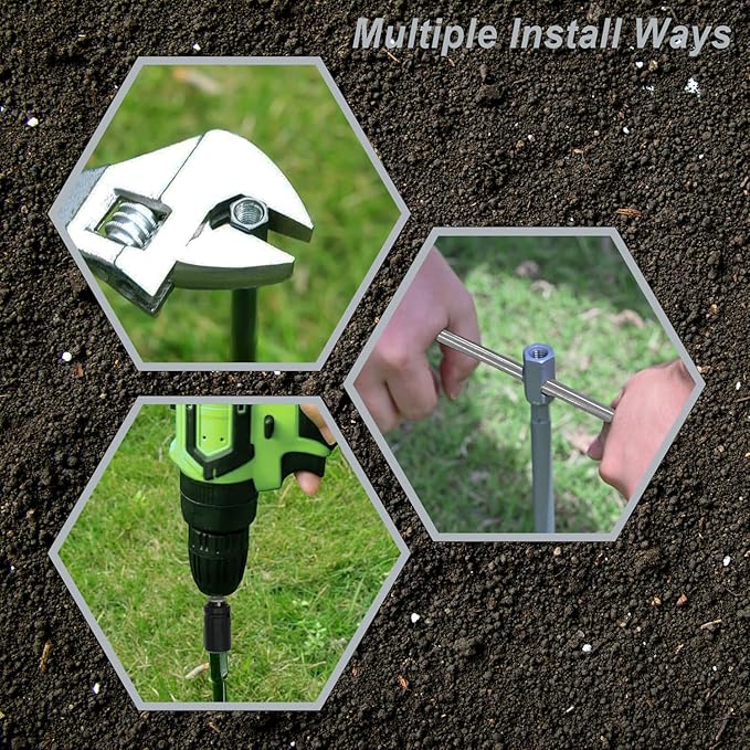 30 inch Ground Anchor Heavy Duty Earth Anchors Set Screw in for Mobile Home, Swing, Tent Trampoline Anchors Wind Resistant Tree Stakes and Supports with Drill Socket, 6 Pack