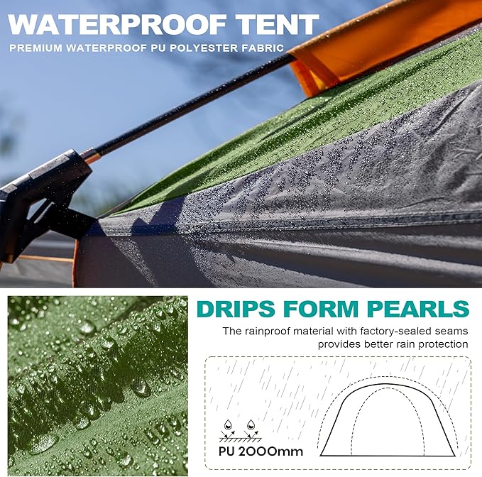SUV Tent for Camping,Waterproof PU2000mm, Fits 5-8 People,Spacious Double Layer Design, Includes Rainfly & Storage Bag, 8FT L x 8FT W x 7.2FT H | for Camping, Waterproof PU2000mm, Spacious Double Layer Design, Includes Rainfly, Storage Bag