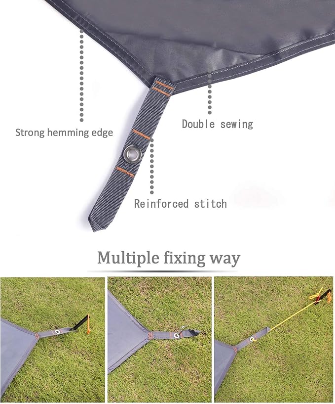 Hikeman Hexagonal Tent Footprint,1-4 Person Ultralight Waterproof Tent Tarp Ground Sheet Mat with 6 Tent Stakes for Camping Hiking Picnic Backpacking(M)