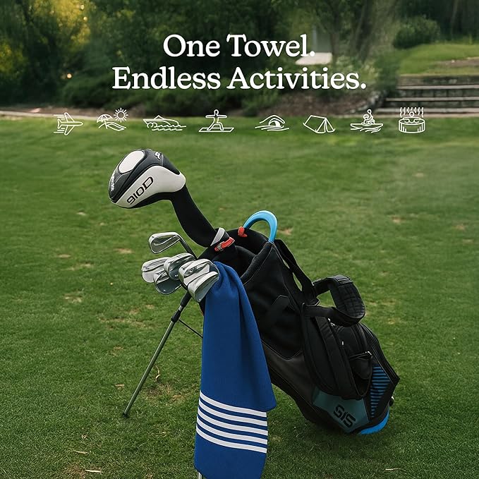 Nomadix Mini Towel - Perfect for Beach, Pool, Travel, Camping, Yoga - Made with Recycled Materials - Super Absorbent - Sand Resistant - Poolside Navy - 16x40