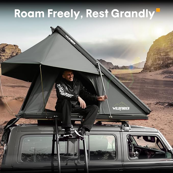 Rooftop Tent Hardshell, 2-3 Person Camping Car Roof Top Tent Hard Shell Suitable for Jeep, SUV, Truck, Van