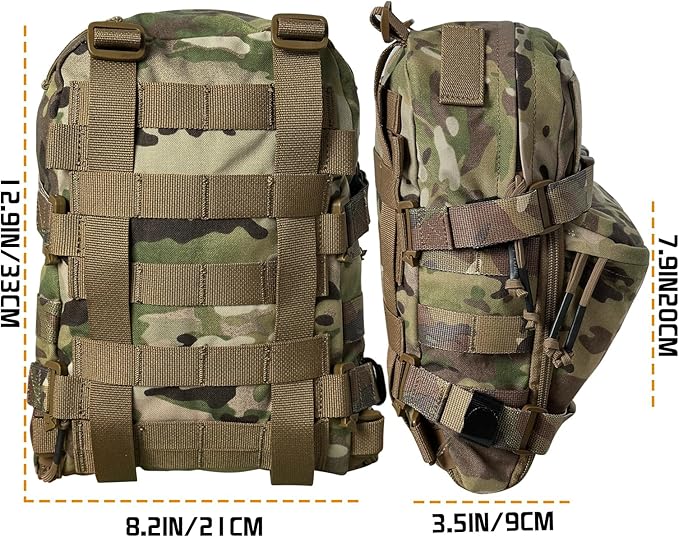 Tactical Hydration Backpack for 2L Hydration Bladder, Lightweight Hydration Backpack MOLLE Water Carrier for 2L Hydration Bladder Reservoir Pack for Hiking Biking Running Climbing