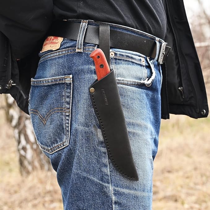 BPSKNIVES Flamebird Adventurer - Fixed-Blade Carbon Steel Bushcraft Knife with Leather Sheath - Outdoor Full Tang Utility Knives - Camping Knives - Survival Tactical Camp Knife