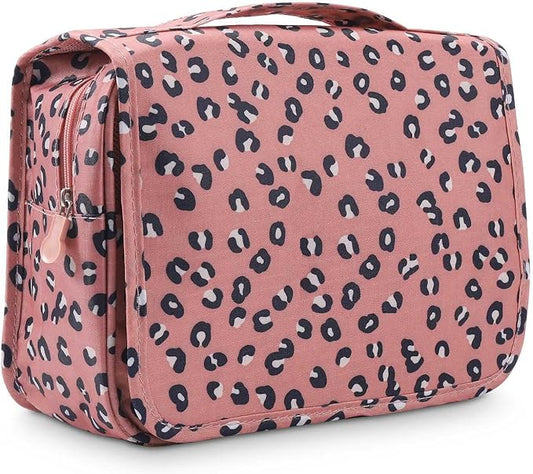 Trawila Travel Hanging Toiletry Bag Cosmetic Bag Makeup Organizers for Men & Women with Sturdy Hook (Leopard print)