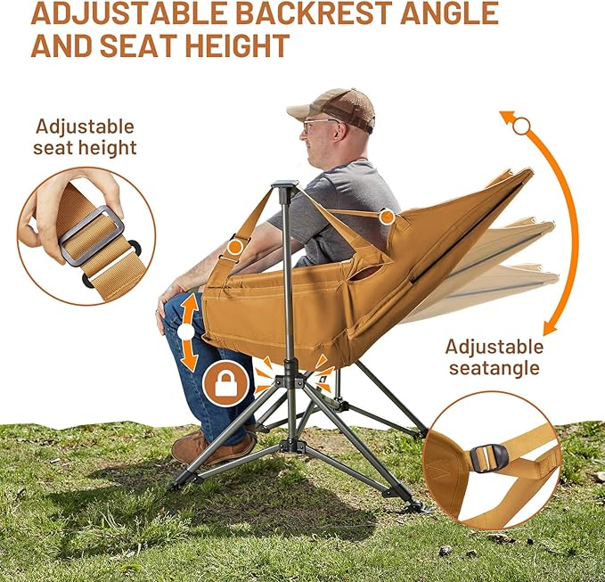 TIMBER RIDGE Hammock Camping Chair, Oversized Swinging Chair with Adjustable Back and Seat Height, Portable Folding Rocking Camping Chair for Outdoor Lawn, Backyard and Patio, Supports 400lbs