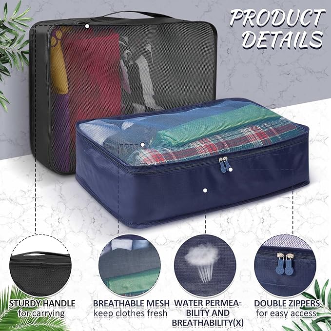 Silkfly 8 Pcs XL Packing Cube for Travel Luggage Organizer Suitcase High Capacity Large Packing Bag Bulk Reusable Mesh Travel Cube for Hiking Camping Accessory, 17.7 x 13 x 4.7 Inch (Multicolor)