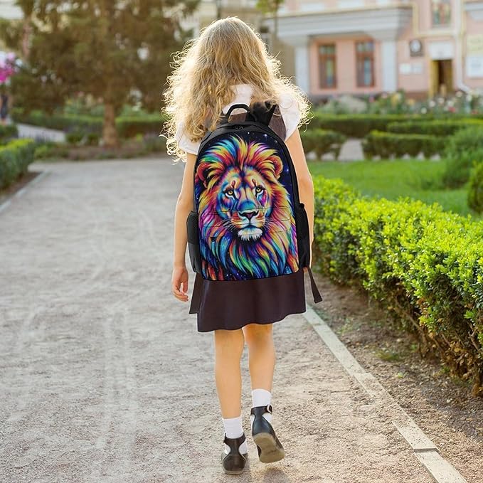 Lightweight Rucksacks for Climbing Outdoors Walking Cycling, Large Capacity Anti-Theft Multipurpose Carry On Bag, Galaxy Lion Art Camping Outdoor Backpack
