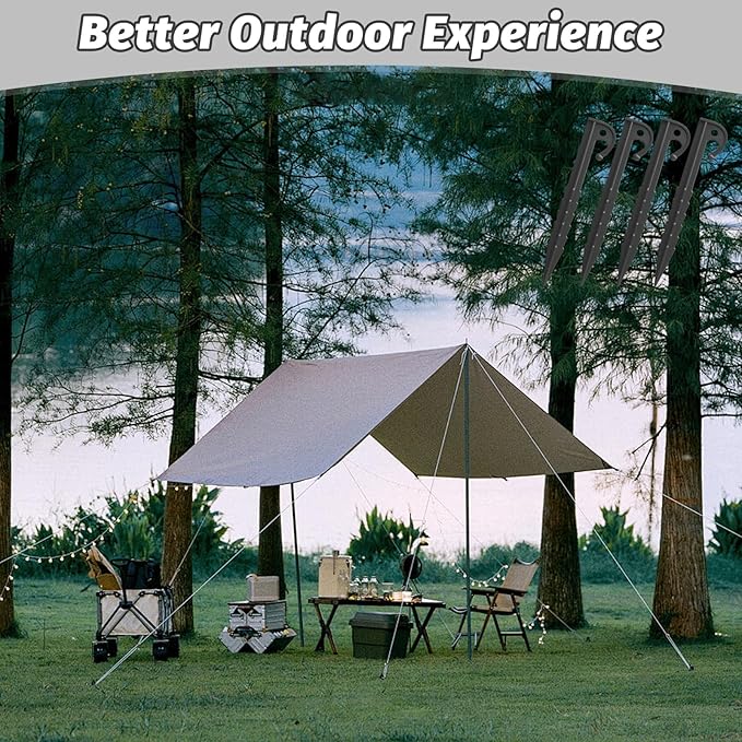 12 Pack Plastic Tent Stakes,5.7 inches, Ideal for Sand, Camping, Backpacking, Beach, Garden, and Lawn use. Durable, Rust-Resistant, and Reliable Support.(Black)