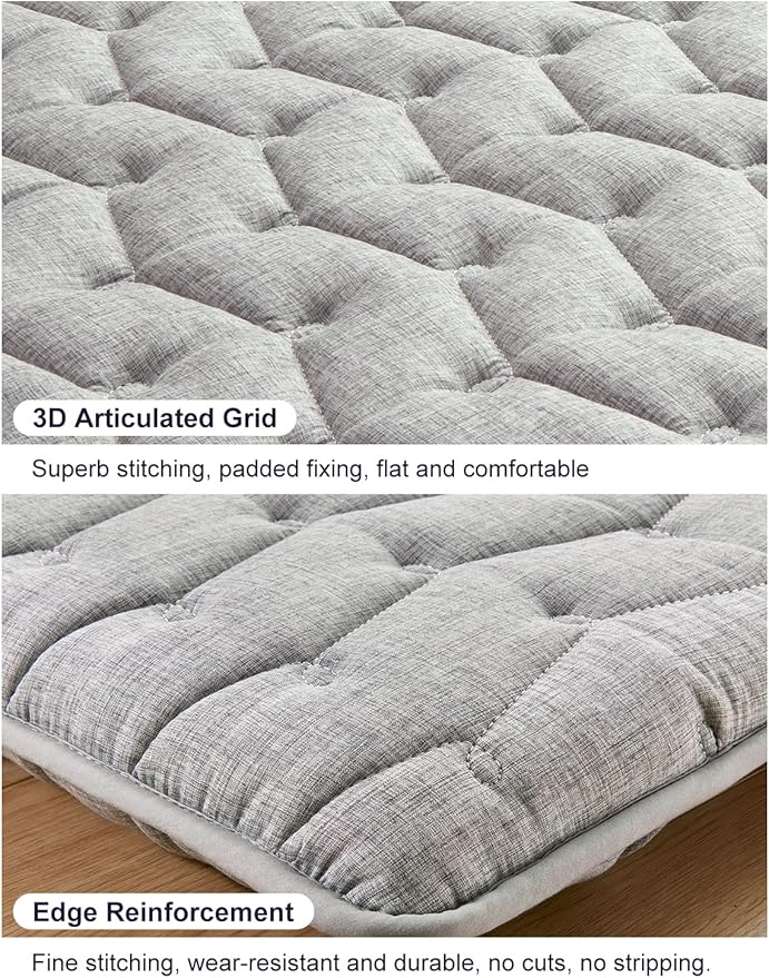 Premium Foam 3.2" Thick Japanese Futon Floor Mattress - Full Size 54"x80" 100% High-Density Foam,Comfortable Sleeping Pad,Tatami Mat for Dorm,Bedroom or Guest Room，Boys Girls Dormitory Pads(Hemp Gray)