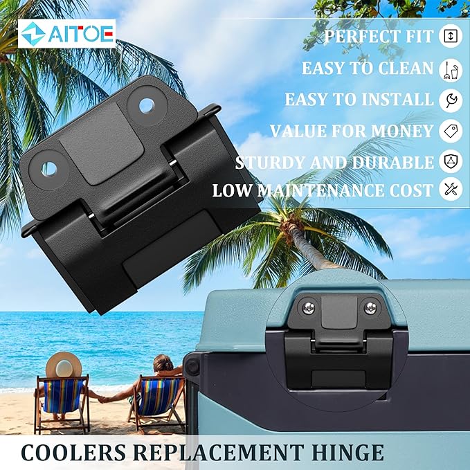 2 Pack - Cooler Hinge Replacement Compatible with Ig-loo BMX Cooler Hinge,Fits for 25, 52, 72 Qt BMX Coolers (Latch Hinge Kit Includes 4 Screws)
