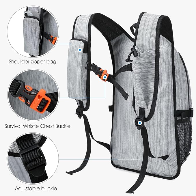 Small Hiking Daypack,15L Waterproof Hiking Backpack Packable Lightweight Travel Day Pack for Women Men (Oxford Grey)