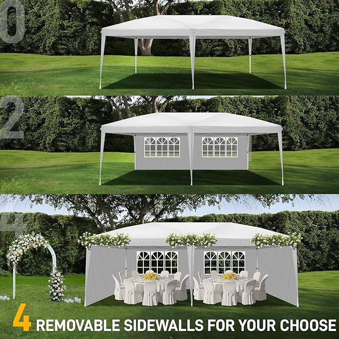 Outvita 10x20ft Ez Pop Up Canopy, Portable Instant Canopy Tent with 4 SideWalls for Outdoor Events, Party, Wedding, Birthday,Graduation