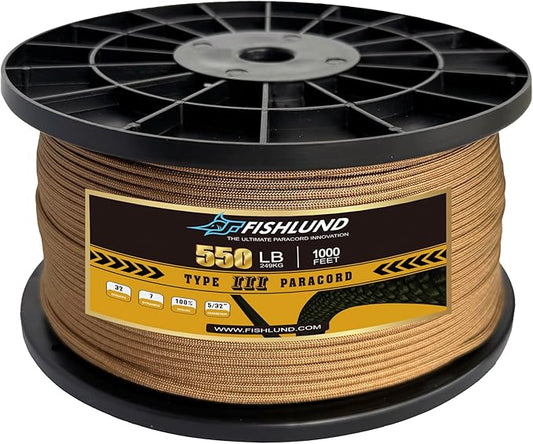 Paracord 550 lb, 7 Strand Paracord Rope 1000ft 4mm, Nylon Parachute Cord for Camping, Coyote