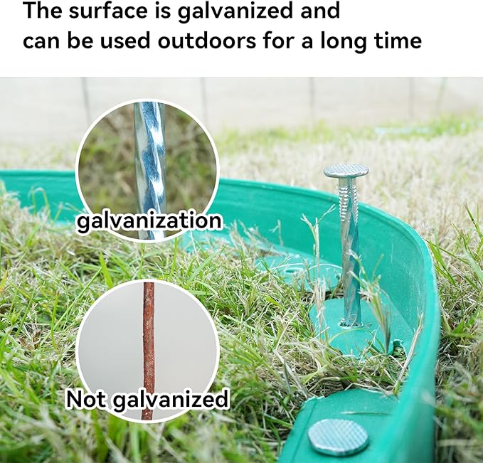 12 Inch Galvanized Landscape Stakes - 90pcs Spiral Metal Round Anchoring Spikes, 0.7 Inch Extra Large Top, for Securing Paver Edging, Weed Barrier, Camping Tent