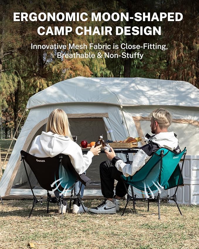 Gonex Portable Camping Chair, The 5th Gen Ultralight Compact Backpacking Foldable Lightweight Folding Chair for Outdoor Camp Hiking Beach Picnic Concert, Supports 330lbs (Lake Green)
