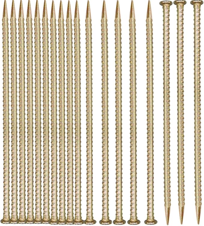 16 Inch Rebar Stakes (20 Pack)- 0.5 Inch Diameter Galvanized Steel Ground Anchors - Heavy Duty Plant Support Garden Stake for Speed Bump, Wheel Stop, Tent Stakes Metal Rebar Support