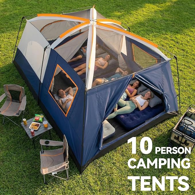 COBIZI 4-6-8-10 Person Camping Tent, Spacious Family Tents for Camping Ideal, Hiking, 3500mm Waterproof Double-Layer Windproof Tent for Hiking & Backpacking