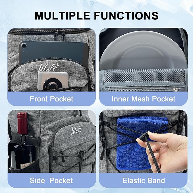 WOLT Cooler Backpack,24 Cans Insulated Backpack Cooler Leakproof,Lightweight Soft Cooler Bag,Camping Cooler,Large Capacity Beach Cooler,Waterproof Travel Cooler Lunch Backpack for Hiking