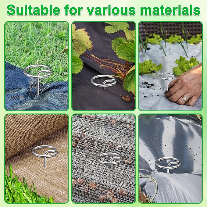 40 Pcs 6-Inch Heavy-Duty Galvanized Landscape Staples – Thickened 8 Gauge Circle Top Pins, Rust-Resistant for Weed Barrier, Landscape Fabric, and Garden Projects