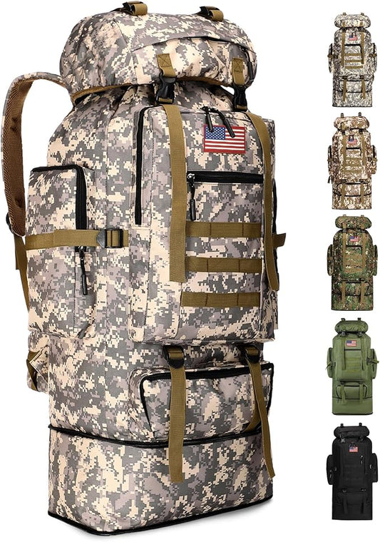 JUMAHE 100L Hiking Backpack for Men - Rucksack Molle Military Tactical Waterproof Lightweight Camping Backpack 3 Day Assault Pack for Travel, Climbing, Backpacking