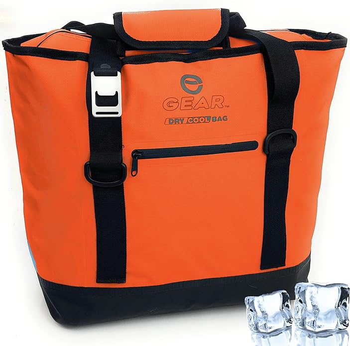 Enthusiast Gear Dry Bag Cooler Tote – Collapsible, Waterproof and Leak-Proof Soft Sided Cooler Bag - Pool, Beach - 20 or 36 Cans
