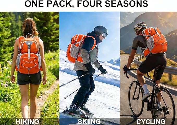Hydration Backpack with 2L Bladder – Thermal Insulated Water Pack for Hiking, Skiing, Running – Lightweight Daypack for Men & Women, Soft-Lined Sunglasses Pocket & Large Waist Pockets