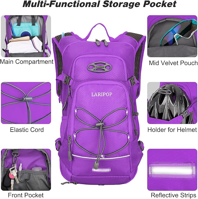 LARIPOP 18L Hydration Backpack with 2L Leak-Proof Water Bladder for Hiking Cycling Running Men Women