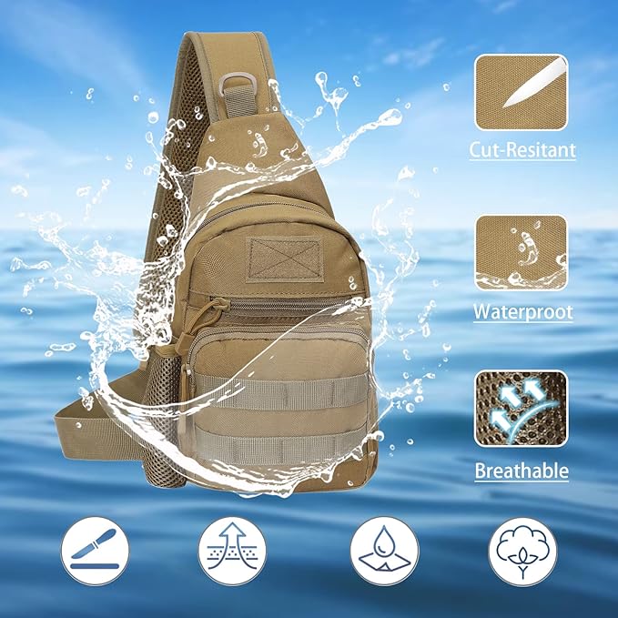 Armiya Men's Tactical Sling Bag, Small Shoulder Chest Molle Daypack Backpack for Cycling Hiking Camping Trekking