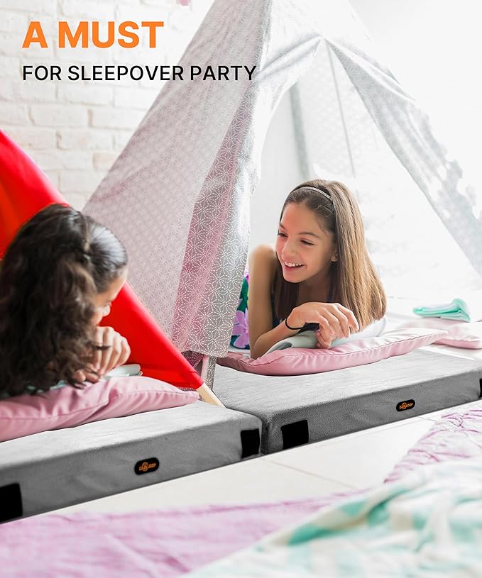 4 INCH Thick Foam Camping Mattress [Car/Tent/Cot] 30D Foam Portable Floor Sleeping Mat Cot Pad Roll Up Mattress for Guests Sleepovers RV Truck Camper