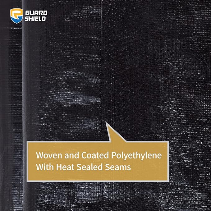 GUARD SHIELD Tarps Heavy Duty Waterproof 12x20 Feet Black Poly Tarp Cover Outdoor Thick UV Resistant Tarpaulin with Grommets 10mil (2-Pack)