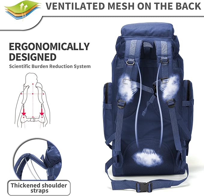 King'sGuard 70L Camping Hiking Backpack for Men Women Large Military Tactical Backpack Molle Rucksack Backpack for Outdoor