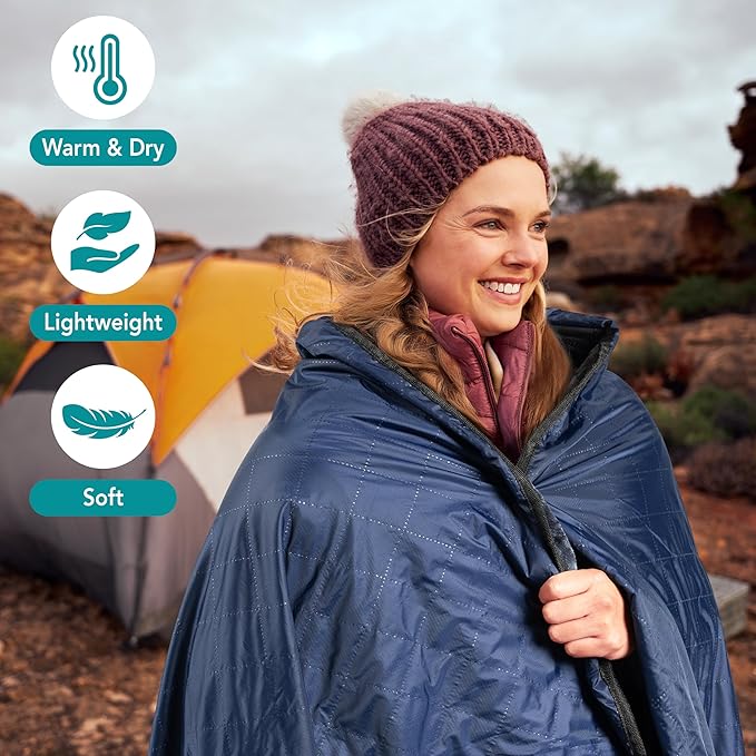 SUN CUBE Large Waterproof Camping Blanket, Fleece Quilted Stadium Blanket for Cold Weather, Windproof Foldable Outdoor Blanket Mat for Picnic, Beach, Pets, Car, 60x80in